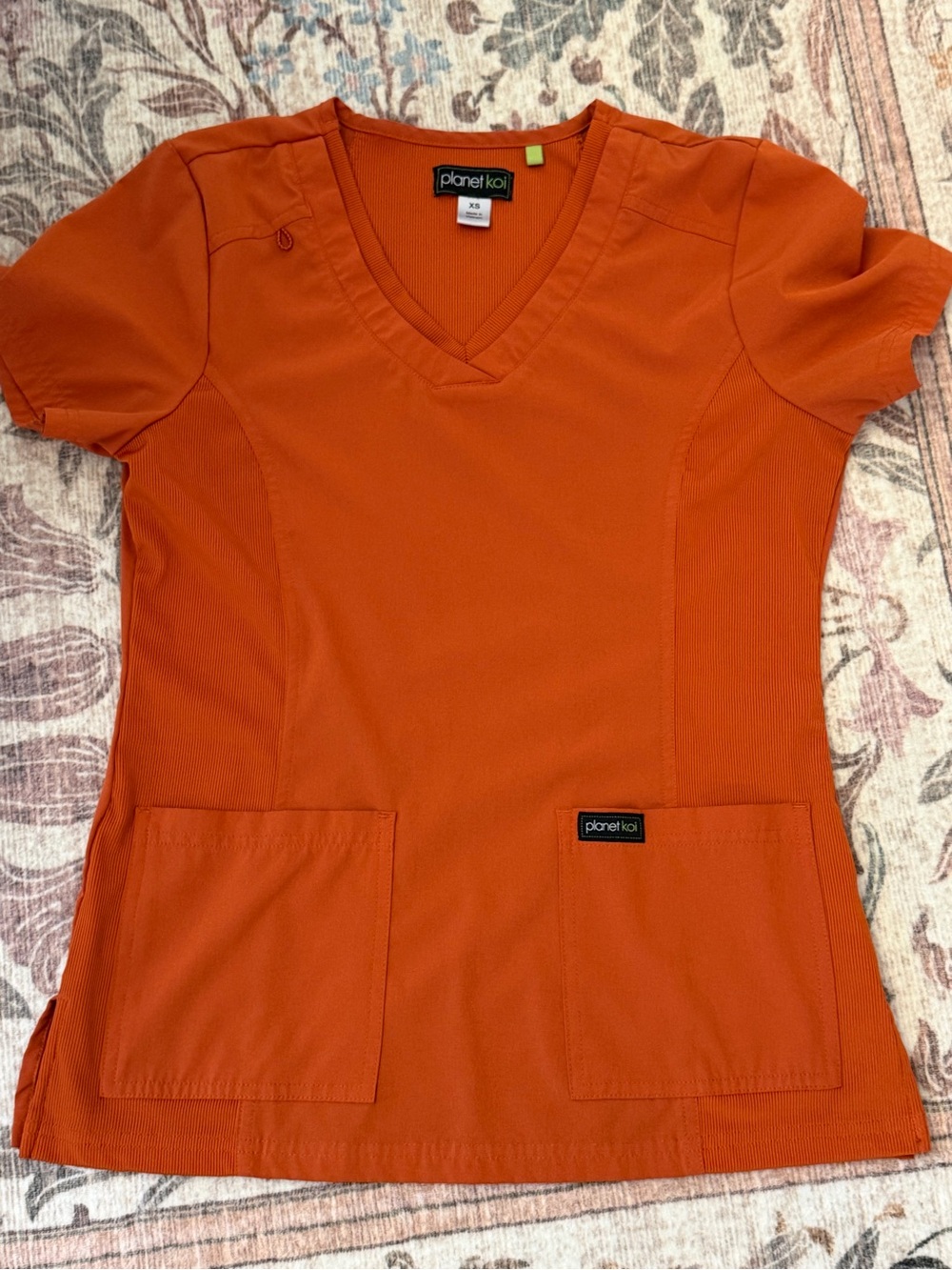 koi Orange V-Neck Short Sleeve Scrub Top